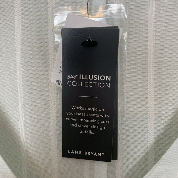 Lane Bryant Womens Top 22 24 Long Sleeve Wrap Tie Green Rayon Stripe NEW Shirt - Picture 6 of 16